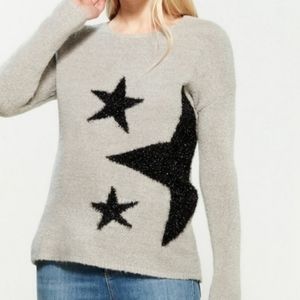 🆕️NWT Philosophy Women's Pullover Gray w/ Black Stars Sweater